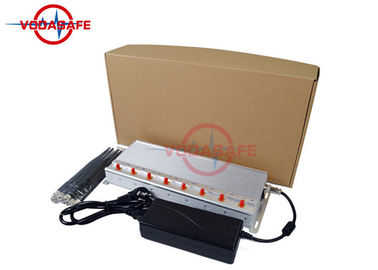 Silver Color Cell Phone Signal Jammer , Mobile Phone Blocking Device Adjustable Jamming Range